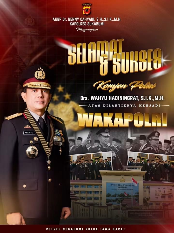 polsek_surade's tweet photo. 🇮🇩 SELAMAT DAN SUKSES ATAS PELANTIKAN KAPOLRI DAN WAKAPOLRI 🇮🇩
Keluarga Besar Polres Sukabumi mengucapkan selamat dan sukses kepada:
Jenderal Polisi Dr. Suyudi Ario Seto, S.I.K., M.H., https://t.co/mB7zULSkfb. atas pelantikannya sebagai Kepala Kepolisian Negara Republik Indonesia https://t.co/4lRhn9al9q