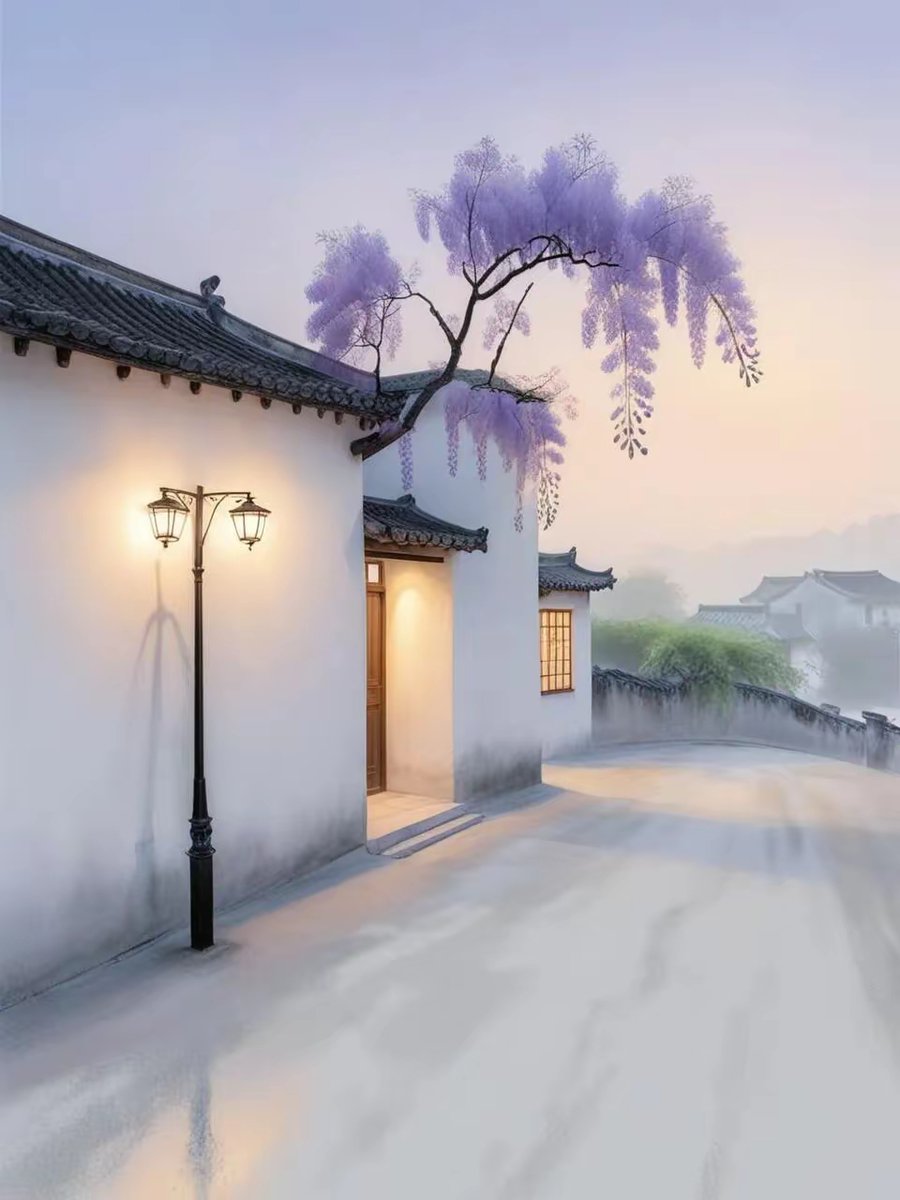 santi_crei__c30's tweet photo. A lamp burns bright at dusk, a monk chants prayers nearby, while a curious cat lingers—what a quiet, charming scene! https://t.co/O4ZowLmja1