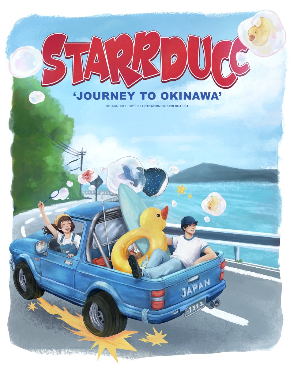 Starrducc_'s tweet photo. 🐥MERCH SPECIAL🐥

Halo Barruduccs, dalam rangka menyambut persiapan kami untuk berangkat ke Okinawa, Jepang 🌸⛩️

Dengan ini kami membuka pre-order merch spesial artikel "Journey To Okinawa" yang berkolaborasi dengan @chimeoww🎨🌟

https://t.co/SxaRVYkcjL https://t.co/mhbXhFBz8A