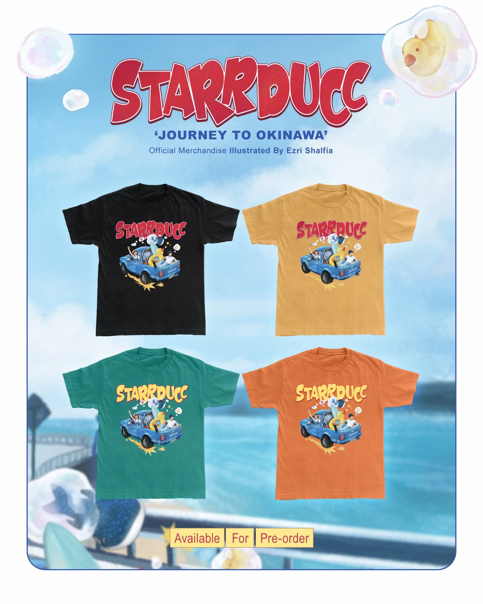 Starrducc_'s tweet photo. 🐥MERCH SPECIAL🐥

Halo Barruduccs, dalam rangka menyambut persiapan kami untuk berangkat ke Okinawa, Jepang 🌸⛩️

Dengan ini kami membuka pre-order merch spesial artikel "Journey To Okinawa" yang berkolaborasi dengan @chimeoww🎨🌟

https://t.co/SxaRVYkcjL https://t.co/mhbXhFBz8A