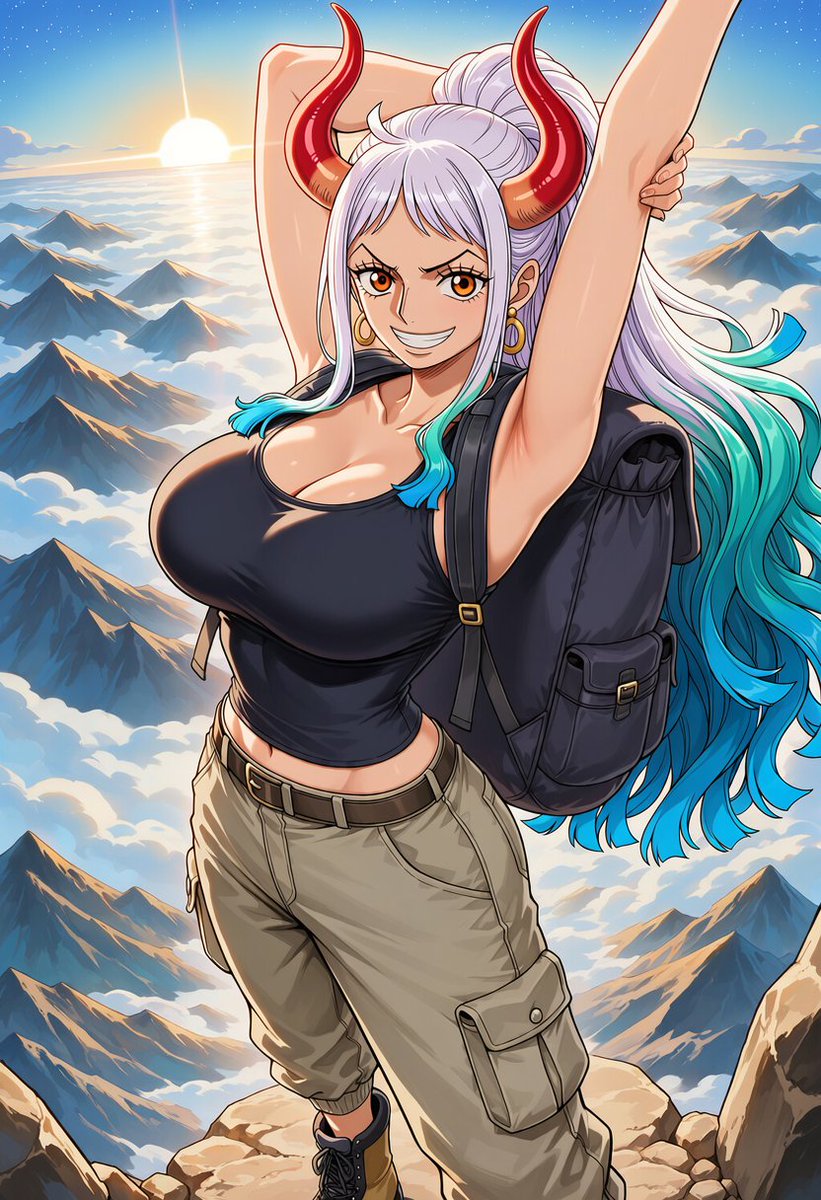 runoa_0's tweet photo. いい朝だ！
一緒に頂上まで行こう！

ヤマト / Yamato
#ワンピース
#onepiece
SFW illustration
#登山の日 https://t.co/Pb4M0O93BZ