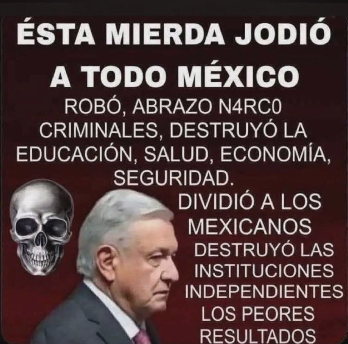 TMegadreams's tweet photo. @lopezobrador_ No tienes nada de decencia  o pudor, pero pagaras caro todo lo que has robado, traicionado  y destruido. Eres la peor desgracia que le pudo pasar a Mexicol. Regresa lo que has robado cinico de mi3rda! https://t.co/tFlulF12rR