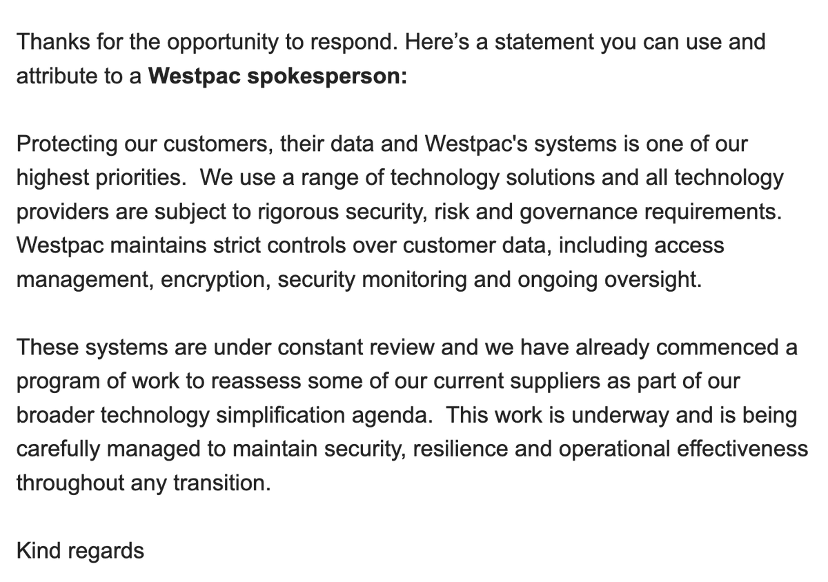 MichaelWestBiz's tweet photo. Westpac responds on Palantir https://t.co/EQpkHKOsgj