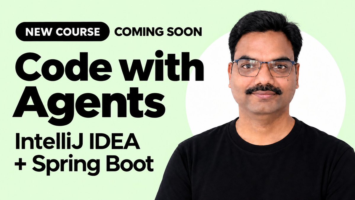sivalabs's tweet photo. “Last night, a new model dropped. It changed EVERYTHING.” 🤯

Once you’re tired of those videos, let’s explore how to use AI coding agents to build something.

🚀 Coming soon: Code with Agents: IntelliJ IDEA + Spring Boot

We’ll cover:

💡 Brainstorming a project idea with AI
📝 Preparing a PRD
🌱 Bootstrapping the application
📋 Spec Driven Development: when it helps—and when it doesn’t
🔍 Should you read and review AI-generated code? How do you do it effectively?
🛠️ Creating and using Agent Skills
⚡ Using IntelliJ IDEA as both an IDE and an ADE (Agentic Development Environment)

Less “everything changed.” More “here’s what works.” 🙂