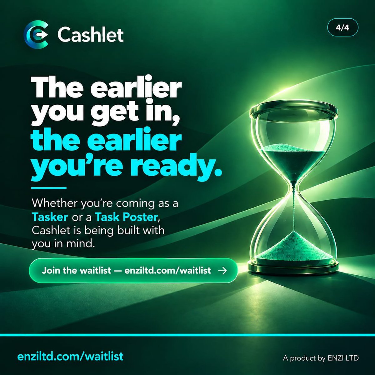 Enzi_ltd's tweet photo. Why wait until Cashlet goes live to get ready?
Join early, stay connected, and be ready when Cashlet launches.
Whether you’re a Tasker or Task Poster, your time starts now.
Join the waitlist → https://t.co/n8MQHzgZ3L
#Cashlet #Tasker #TaskPoster #ENZILTD #NigeriaTech @InsideOsogbo