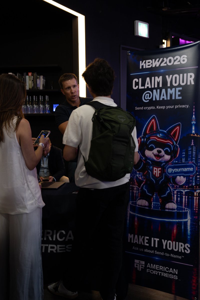 Americanfort_io's tweet photo. Pay someone once on a public blockchain and they can see how much money you have, who paid you last week, and what you bought this morning. Forever.

Your bank doesn't work like that. Nobody's bank works like that. Your records are private until someone with a reason asks.

Tonight at House of AI event we co-hosted with @0G_labs in Seoul, @MehowHacks showed how to bring that standard to crypto: a payment that is private, and that can still prove who sent it when it matters.

You pay a name, like @alice, and the transaction stays private. If an exchange or an auditor ever needs to check a specific payment, you prove that one payment and nothing else. Your history stays yours.

Coming to 0G first.