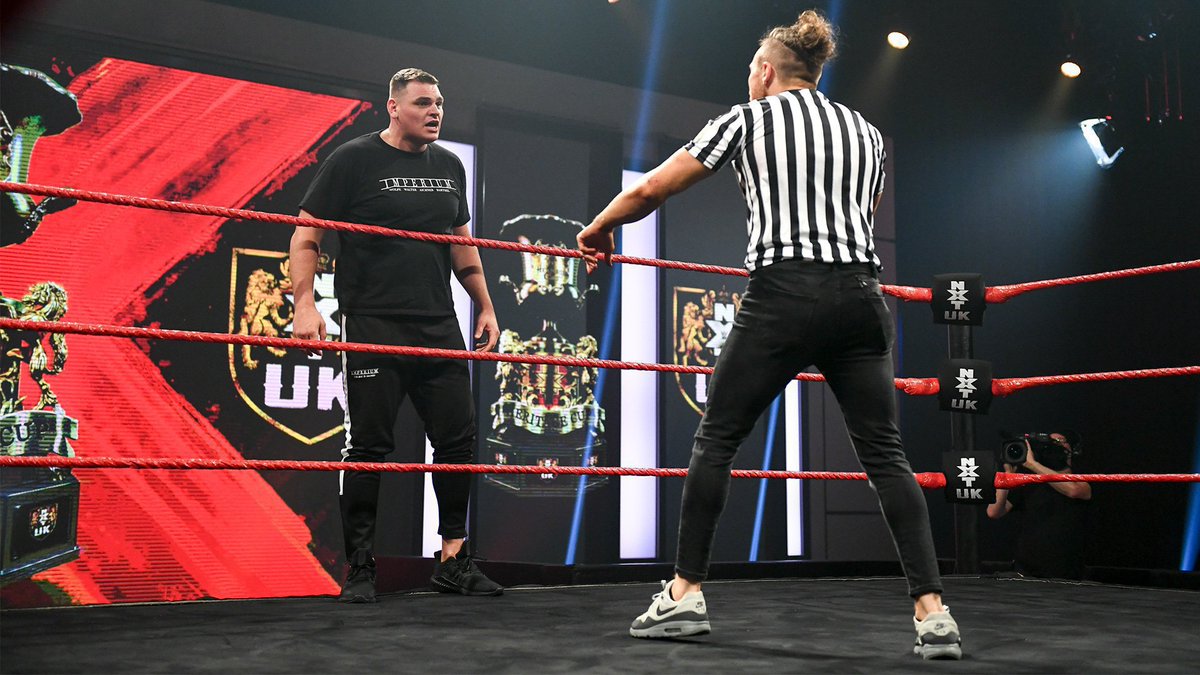 NXTUK_Legacy's tweet photo. Oct. 1, 2020:
At BT Sport Studios, Alexander Wolfe took issue with Pete Dunne's officiating following his loss to Noam Dar, leading to a confrontation.
#NXTUK Champion WALTER joined in on attacking the Bruiserweight, which brought out Ilja Dragunov for the save.
πΈ WWE https://t.co/K0PorRskvp