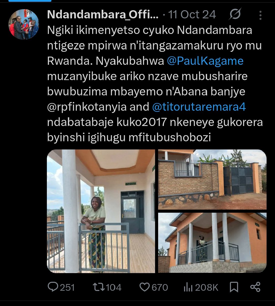 NDANDAMBARA_1's tweet photo. ITANGAZO✊🇷🇼2026_2029: Nimubona nzimye njyewe NDANDAMBARA,Nzaba nzize iyi Post mperuka gukora ntabaza Umukuru w'igihugu ko nshaririwe n'Ubuzima.ibi mbishingiraho Kuko Nyuma yiyi Post,Ubuzima bwarushijeho kuba bubi cyane! Nyakubahwa Mayor @promulindwa  🙏Mwandebye icyoroshye Koko https://t.co/gZdbtxqCNo