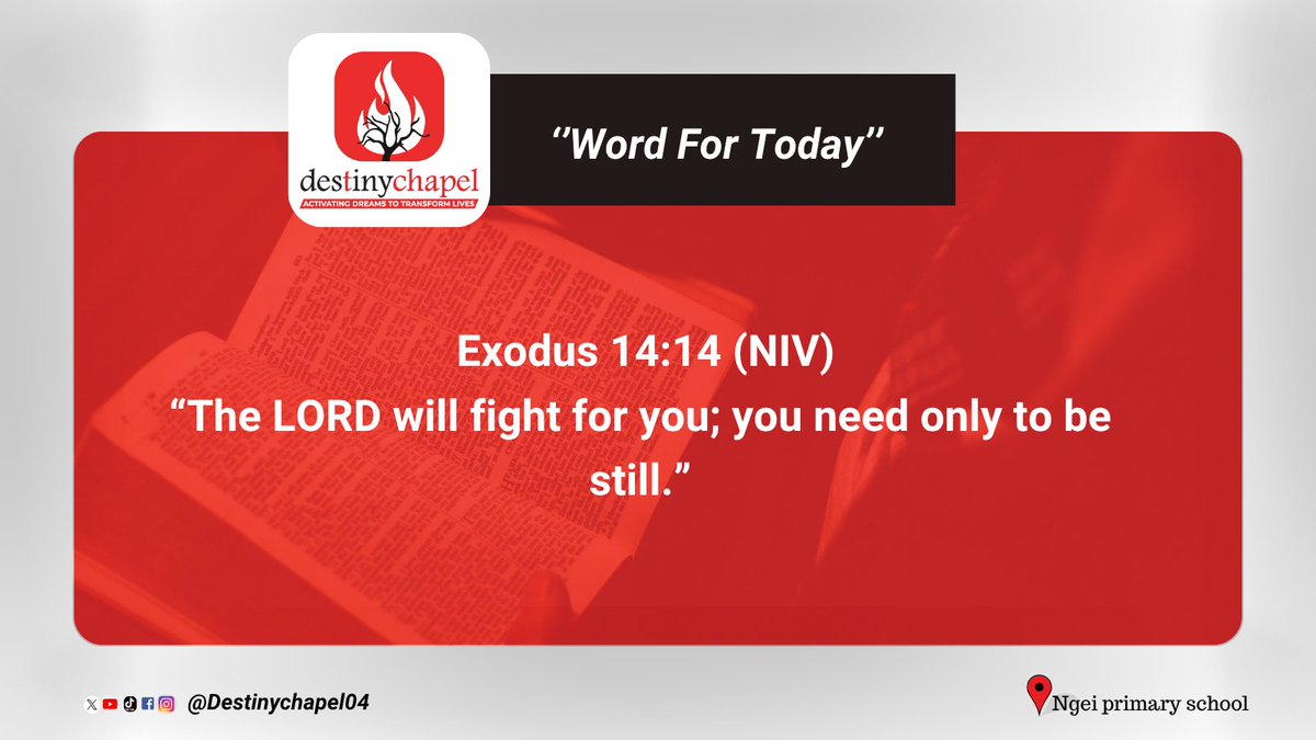 DestinyChapel04's tweet photo. When the battle feels too heavy, remember you are not fighting alone. The Lord will fight for you. Be still, trust Him, and watch Him make a way.
#WordForToday #DestinyChapel #TrustGod https://t.co/Z2KX0aHbCT