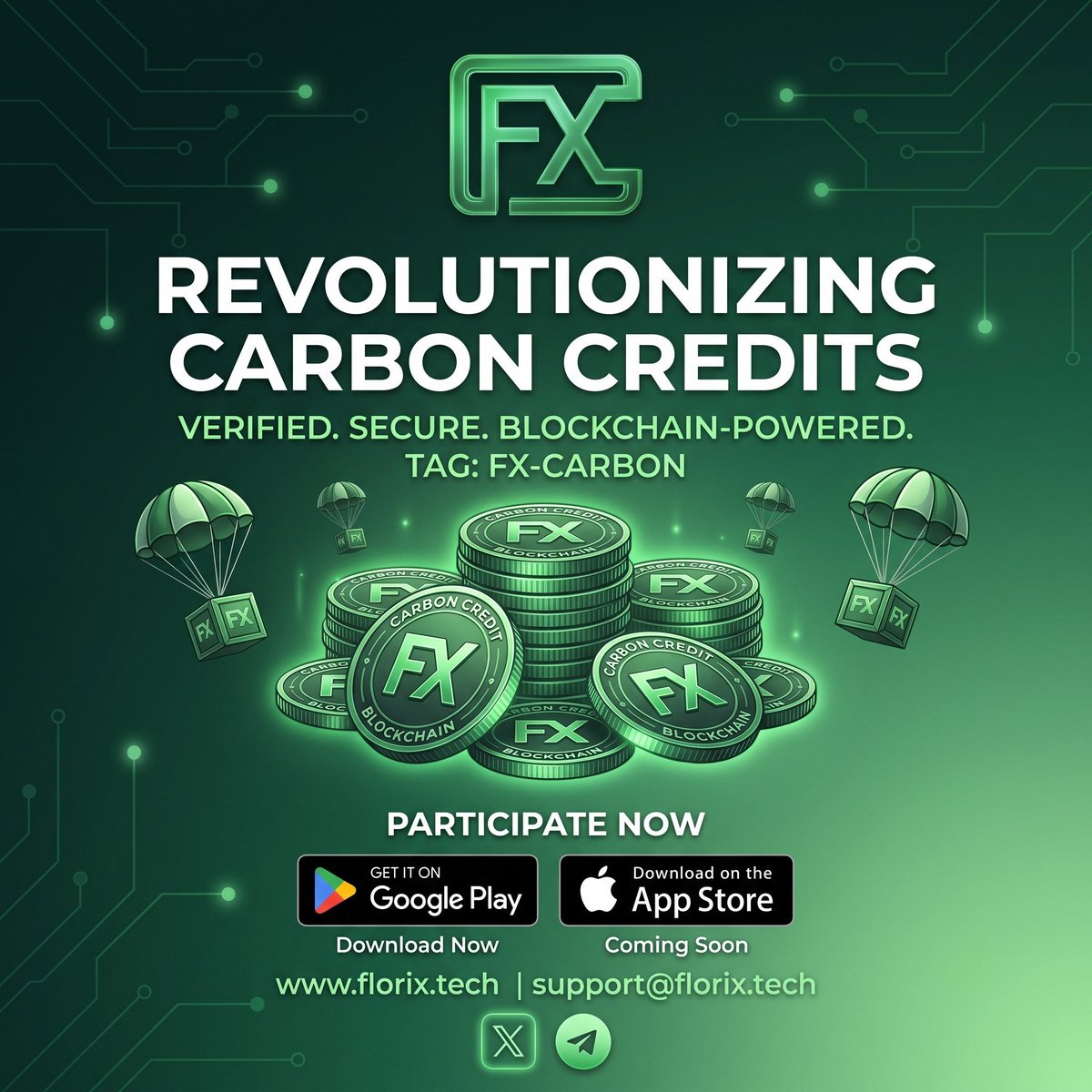 FlorixTech's tweet photo. Revolutionizing Carbon Credits: Verified. Secure. Blockchain-Powered🌍
⛓️ Join the green movement with Florix and participate today!
📲 Download on Google Play: https://t.co/ne84yZu5rZ
#Florix #FLOCarbon #CarbonCredits #GreenWeb3 #BlockchainTech https://t.co/RTgs5fyw5d