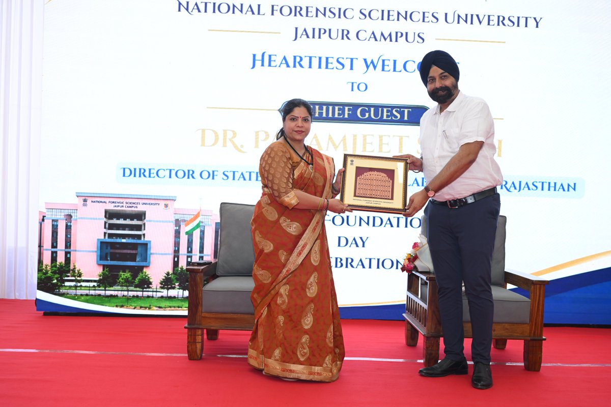 nfsu_jaipur's tweet photo. NFSU Foundation Day was celebrated at NFSU Jaipur Campus, also marking the completion of one year of NFSU Jaipur. The occasion was graced by Dr. Paramjeet Singh, Director, SFSL, Jaipur.
#NFSU #NFSUJaipur #FoundationDay #ForensicScience #JusticeThroughScience https://t.co/5iK1LMzYBv
