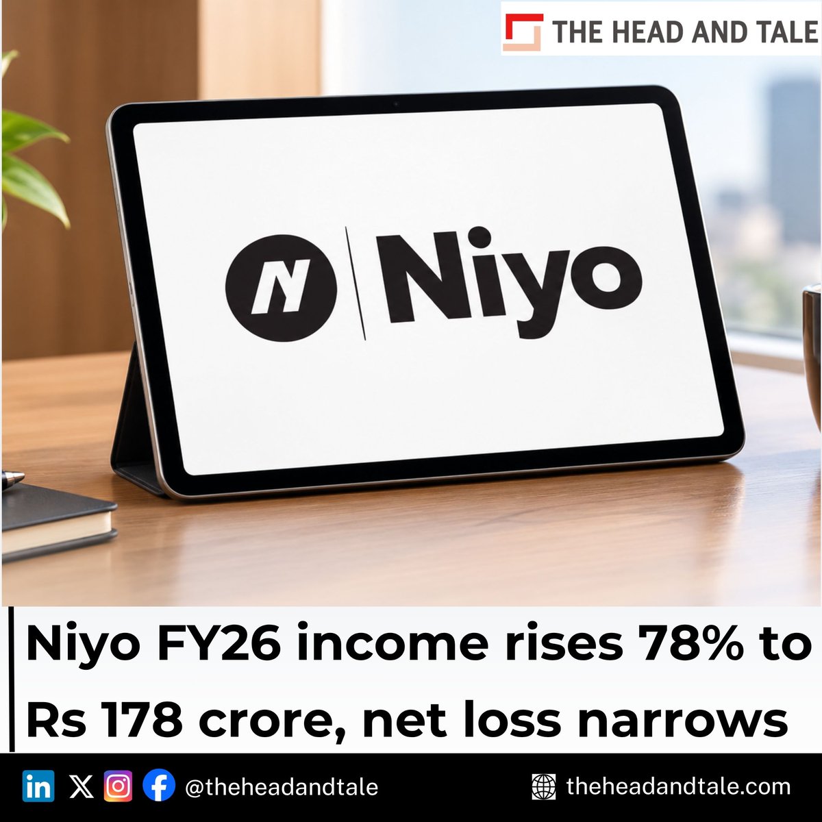 theheadandtale's tweet photo. Travel fintech Niyo reported a 78% year-on-year increase in consolidated income to Rs 178 crore in FY26, up from Rs 100 crore in the previous fiscal.
@go_niyo
https://t.co/rq5Hkhc5BU
#Niyo #Financials #Travel #Fintech https://t.co/iDSVGmffBr