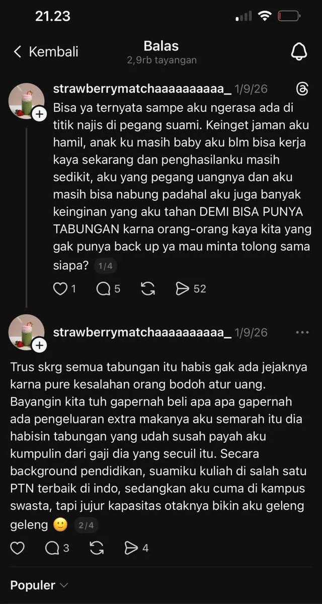 liclerc's tweet photo. kayak punya 2 kepribadian ya si mba jastiper ini. Satu sisi bilang pengen punya suami berpenghasilan tetap seperti PNS kayak suaminya sekarang, muji suaminya yang mau bantuin dia, muji bapaknya yang rela nungguin dia sampai pulang, dll

eh tapi ternyata di second account dia ngatain bapaknya bobrok, update threads menjelek jelekkan suaminya tentang penghasilan, bahkan sampai jijik sama suami sendiri 😭

dia burnout berat deh kayaknya, butuh penanganan profesional gak sih? 🫵😭
