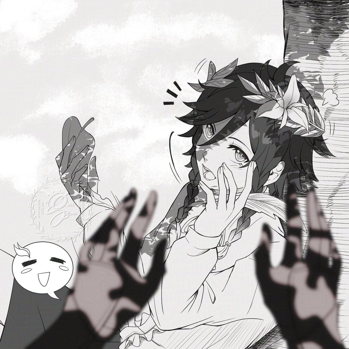 GaiaBarArt's tweet photo. "But when Barbatos finally fought through the ferocious winds and freed the tyrant's subjects, she was also the one who decorated the victorious Anemo Archon with laurels."
-Biography of Gunnhildr
#venti #gunnhildr #inktober2026 #day2 https://t.co/3Fg5EPi613
