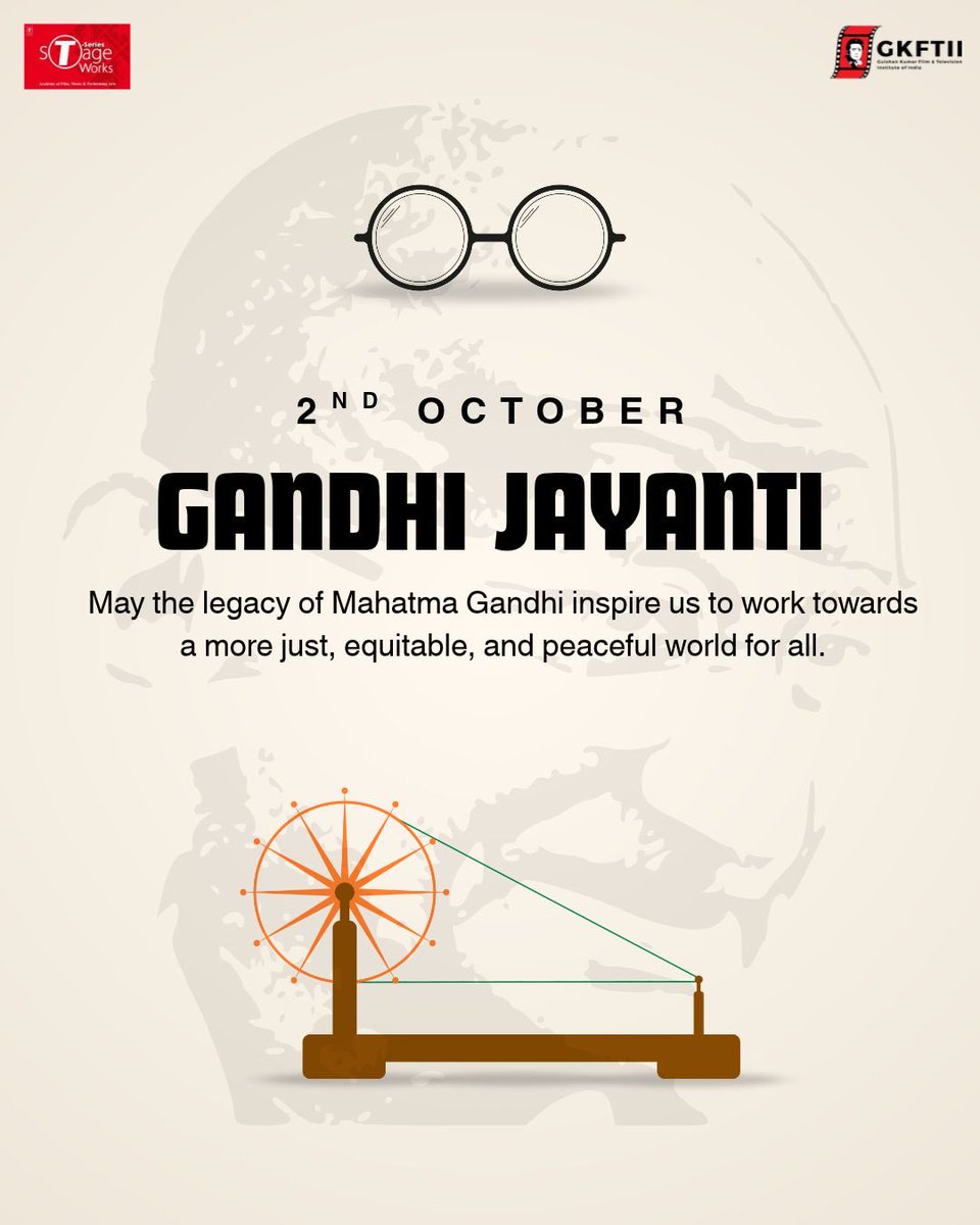 TStageWorks's tweet photo. 🇮🇳✨ Remembering the Father of the Nation on Gandhi Jayanti.
On this day, let’s uphold Mahatma Gandhi’s values of truth, peace, simplicity and non-violence in our daily lives. 🕊️
May his vision inspire a more peaceful, harmonious world.
Happy Gandhi Jayanti! 🙏
#GandhiJayanti https://t.co/BGU9HQEpFs