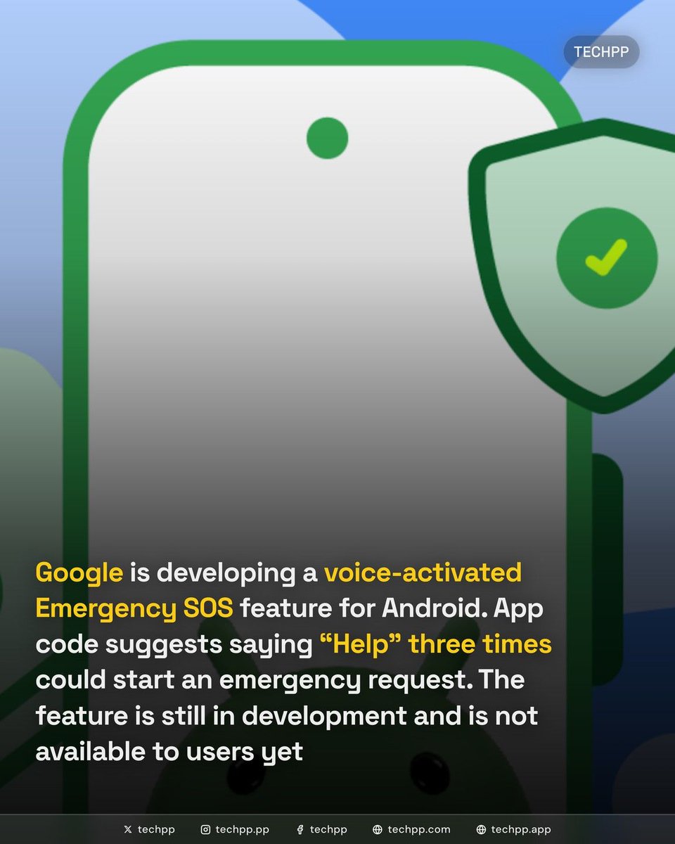 techpp's tweet photo. Android could soon let users trigger Emergency SOS using only their voice
#Android #Google #EmergencySOS https://t.co/yMNrtrhucK