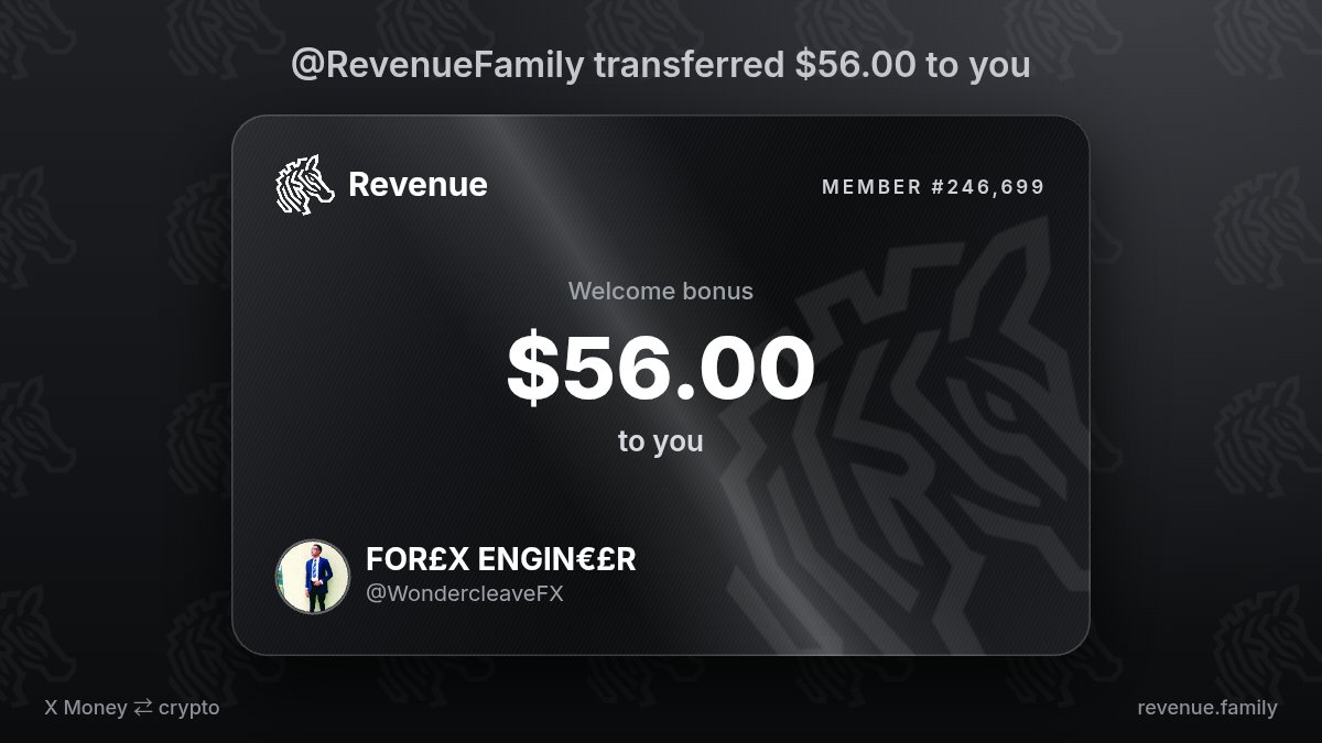 WondercleaveFX's tweet photo. It's live
@RevenueFamily dropped $56.00 on my balance https://t.co/oge3tOyxeb