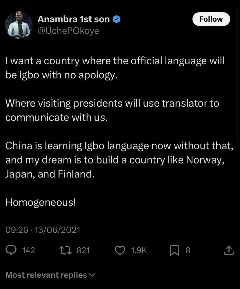 NoNonsensezone's tweet photo. An Igbo man who said Yoruba language should not be a criterion for governing in Yoruba land 

Once said this about his own land in Anambra  “ The fastest way to lose an election is to be unable to speak your local Language “ 

Now you see the games these guys are playing? Ok o https://t.co/sOLRviSqro