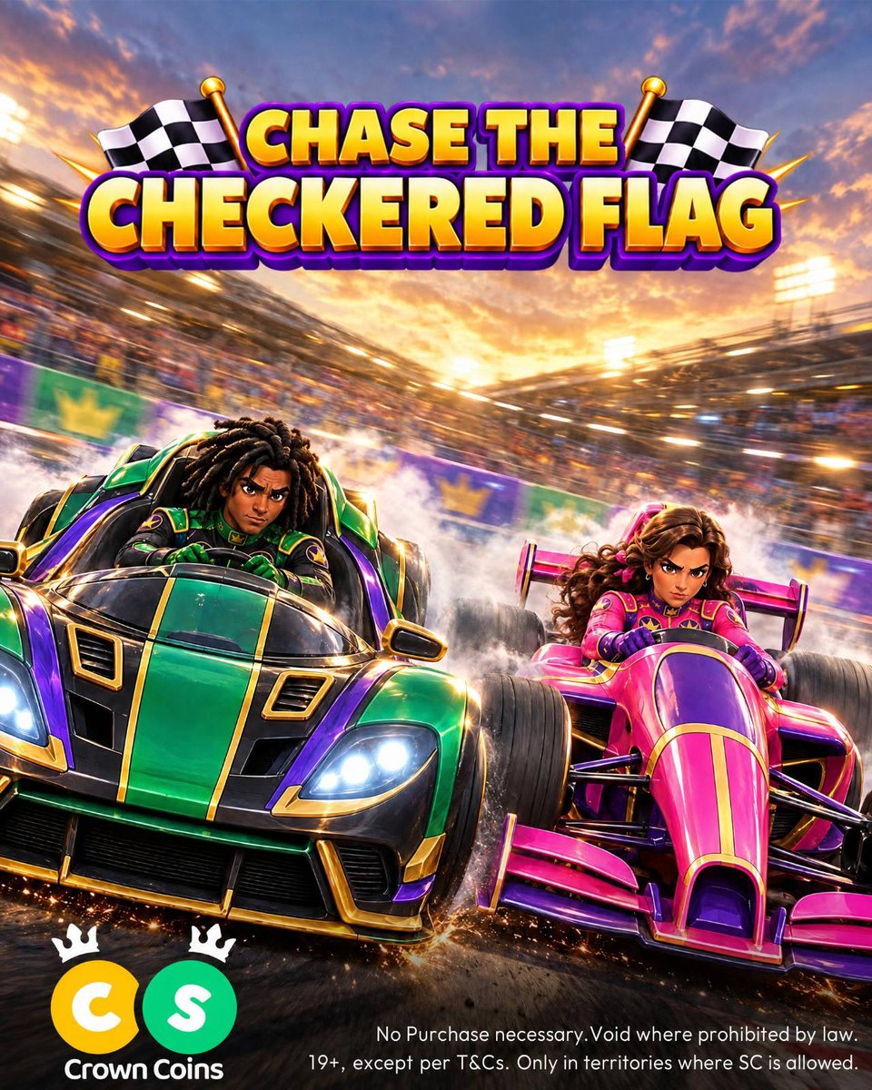 quandochain's tweet photo. Crown Coins built a racetrack, and the energy today is pure adrenaline, engines revving and excitement building with every lap.

Chase the Checkered Flag is live. Who's ready to hit the gas? 🏁

#FYP #CrownCoins #CrownCoinsCasino #bb28 https://t.co/QyBxb0ZkRN