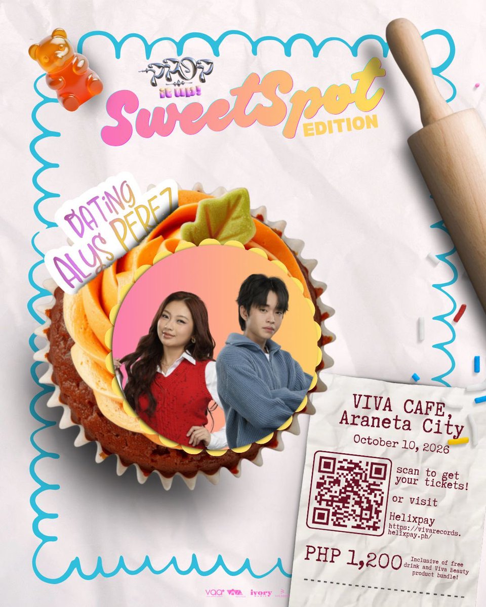 viva_records's tweet photo. You will be served with the sweetest cupcakes this PPOP IT UP!

Join Rabin Angeles and Angela Muji, with GAT, RAYA, and our special guests, Mico Chua and Zeke Polina, for another special night at PPOP IT UP: Sweet Spot Edition! https://t.co/fbTxi7iC8Y