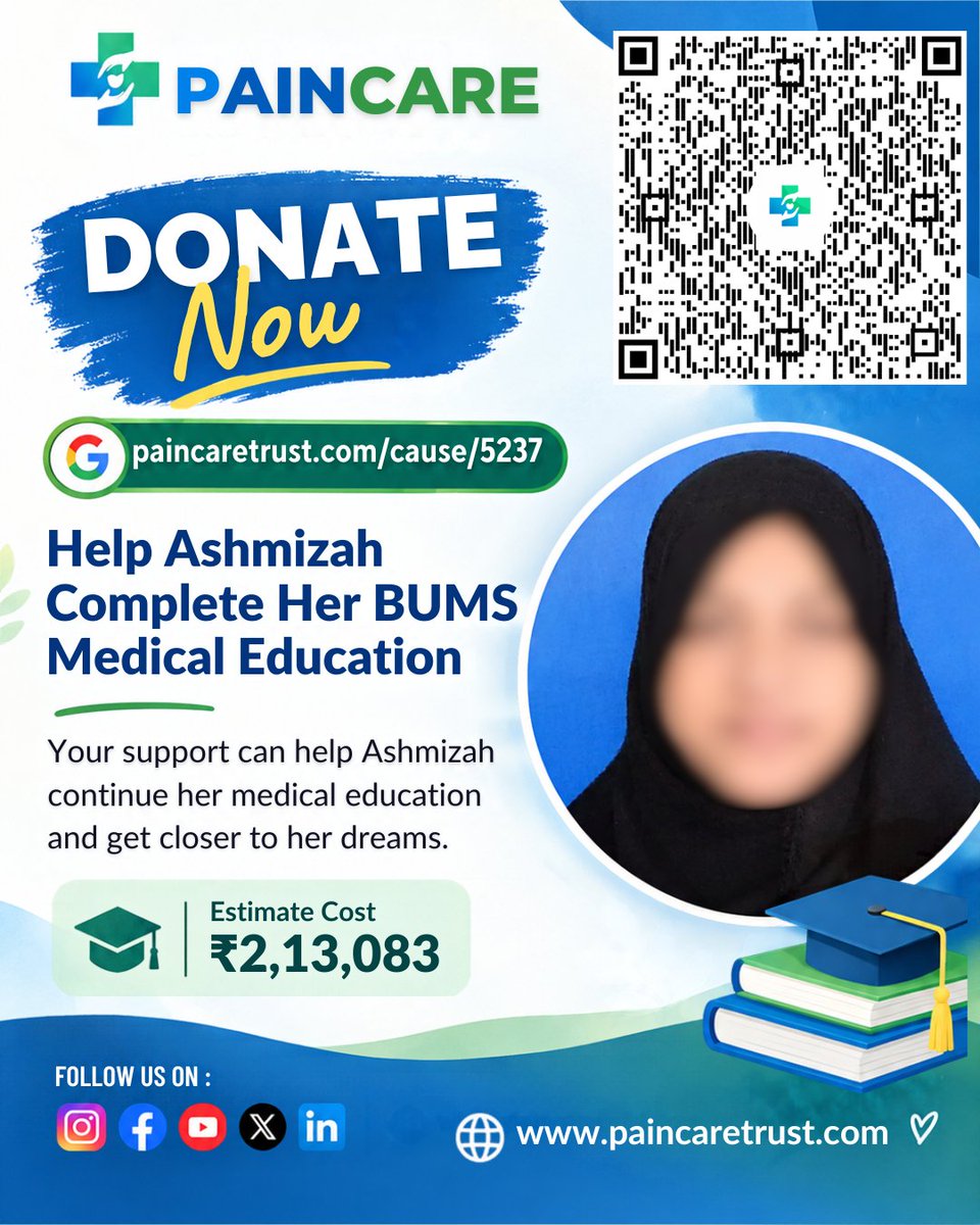 PainCare_Trust's tweet photo. Donate Now
https://t.co/Xwkb6UFhJg
I am a 2nd-year BUMS #student seeking #support to pay my pending #college #fees of ₹2,13,083 and continue my #medical #educationist
visit- https://t.co/ciUXYXxUrg
#helpeducation #share #educationforall #donate #bhiwandi #science #contribute https://t.co/r8SR2CXkZd