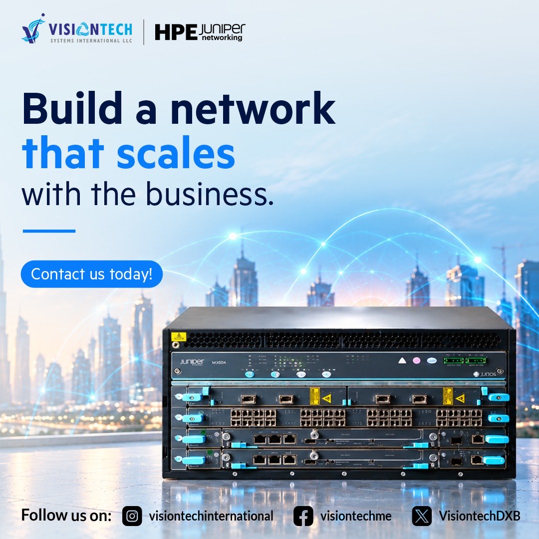 VisiontechDXB's tweet photo. As an HPE Juniper Elite Plus Partner, Visiontech helps organisations move beyond reactive networking to build intelligent, secure and future-ready network environments.

Let’s assess where your network stands today and identify what it needs to perform smarter.

#HPE #HPEJuniper https://t.co/bXJgtPbsYd