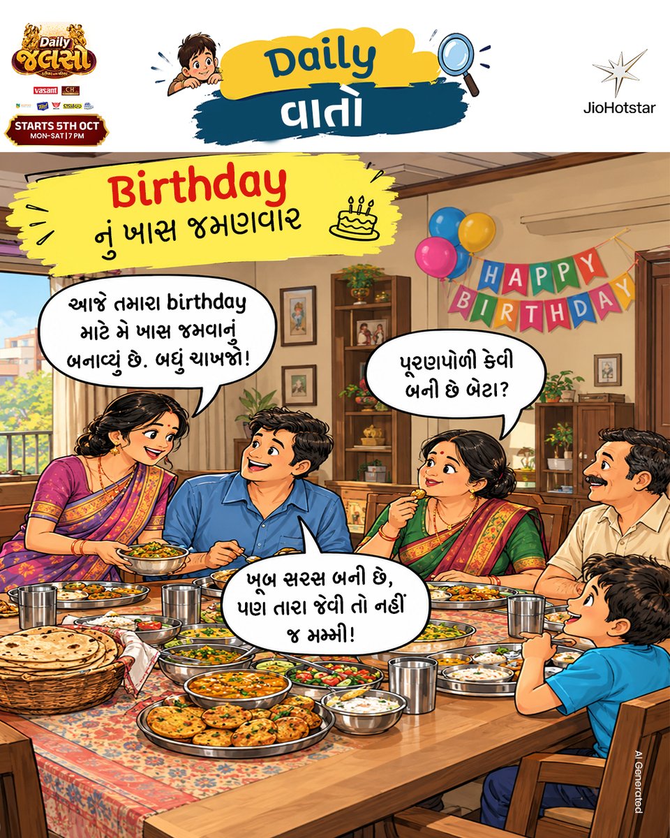 ColorsGujarati's tweet photo. Daily Vaato 💬: Sasu-vahu na jaghda ma as usual dikra j fasai jata hoy che 😅🤣
જુઓ, Daily Jalso - #FarivaarWithParivaar| 5 October થી | સોમ - શનિ | 7 PM Colors ગુજરાતી પર અને ક્યારેય પણ @jiohotstar પર!
#ColorsGujarati #GujaratiShow #DailyJalso #GameShow https://t.co/a9aRWG0ZWj