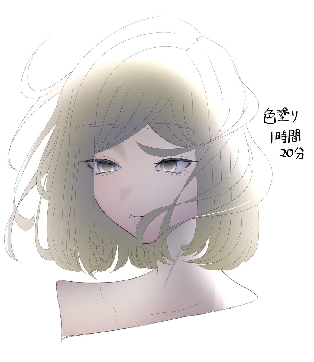 Terazamasu's tweet photo. ラフ→線画→色塗り（完成）計２時間24分
影ある感じで描きたかったけど難しすぎた🤣でもとっても楽しくてやろうと思っていた課題が溜まっていく溜まっていく！！🤯
ボブ千夜です！ https://t.co/V12CKsDSWq