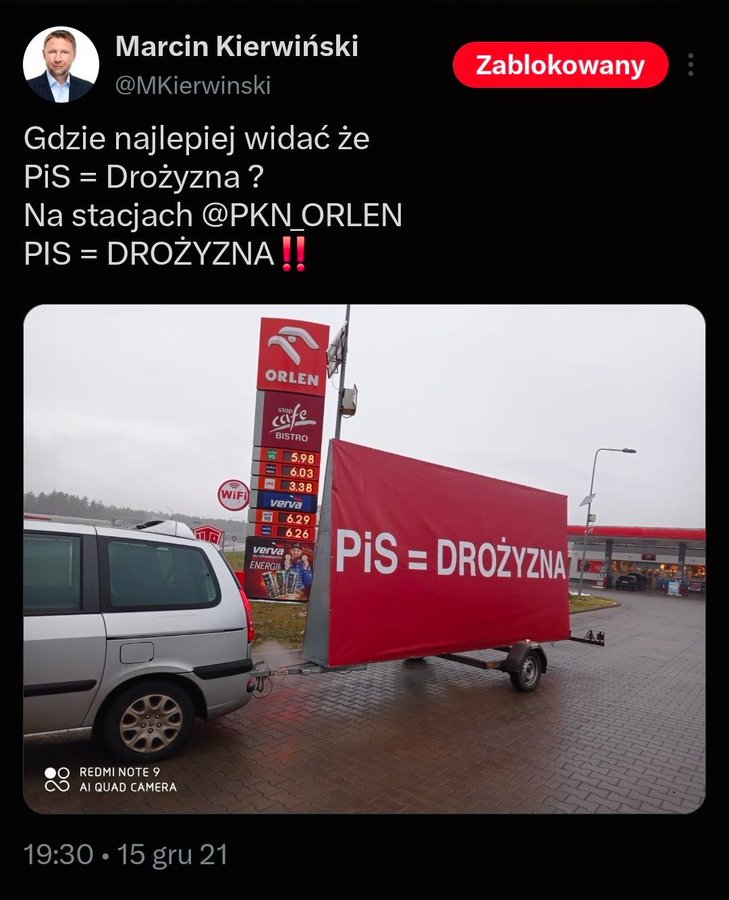 EdoMarcin's tweet photo. Za PIS gdy paliwo było po 6zł, była drożyzna, tania propaganda i panika.
Jutro, gdy ten załgany oszust zmuszony został do obniżki cen ropy z 9,20zł na 8zł, będzie duma i taniość.
Ci manipulanci zrobili z części Polaków skończonych debili jak ich narodową dumę - agenta Bolka. https://t.co/nzNoTHELNc