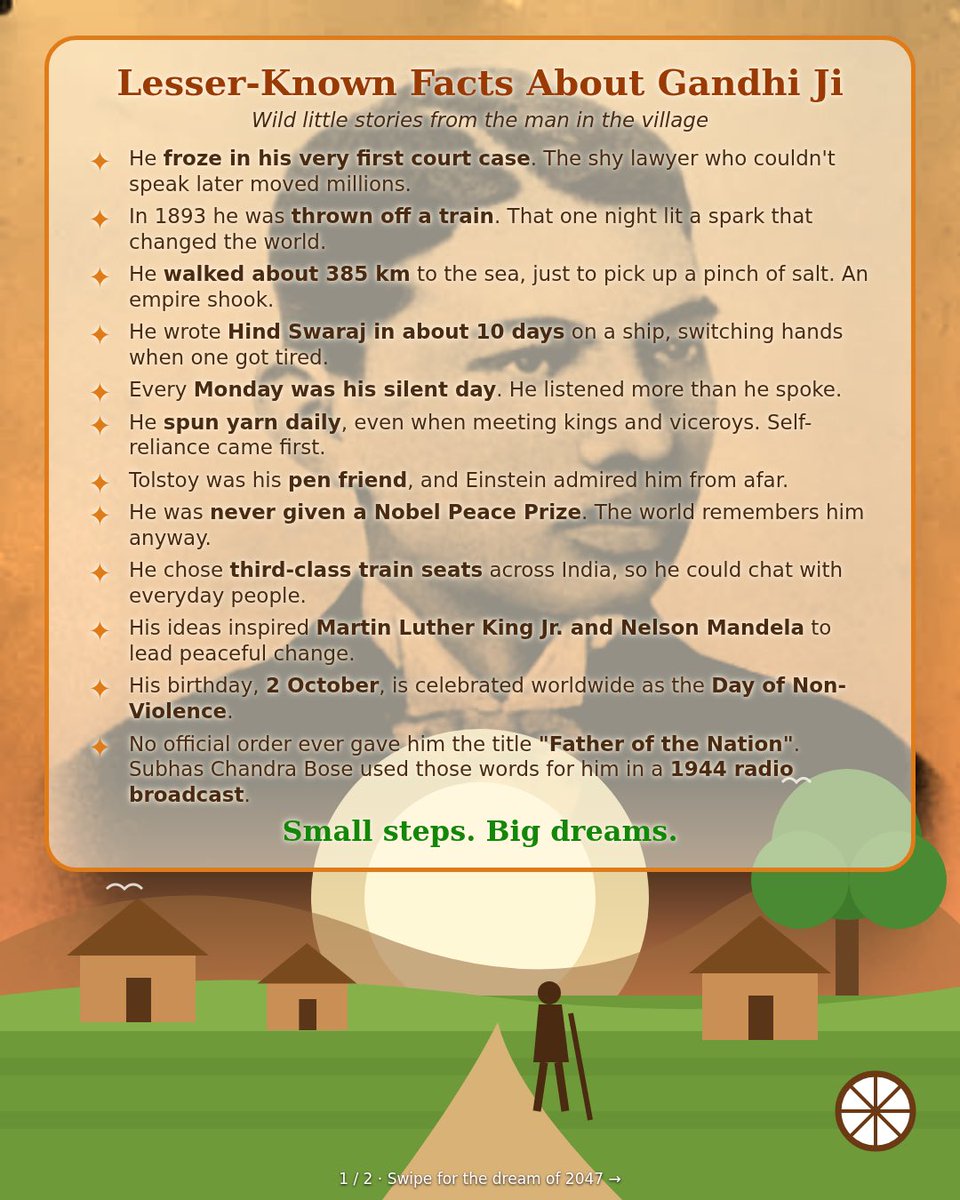 DishaAiwork's tweet photo. Happy Gandhi jayanti ! The Man whose ideas still shape our policies and future. @phimaanshu @IndiaFutureAI @CSEPlanB @CseWhy https://t.co/JTR1tUVAR2