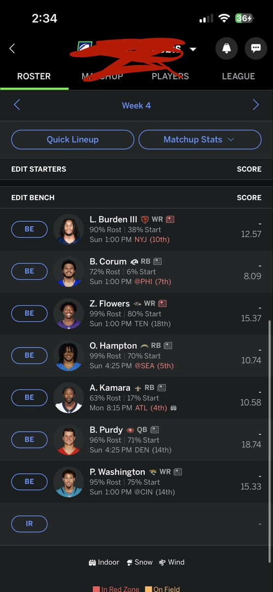 ohimschoot's tweet photo. @FFSnoog Helping a buddy new to fantasy in a damn 8-man league… who to start? Help!!! https://t.co/MSJ5HdJvIs
