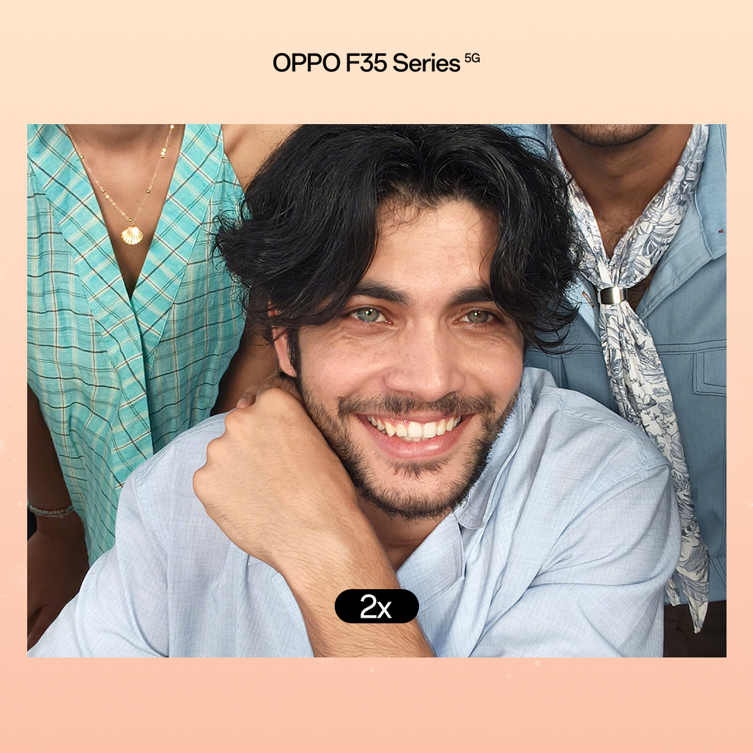 OPPOIndia's tweet photo. Meet the #OPPOF35Series 5G with a 50MP Ultra-Wide Natural Selfie Camera and 100° ultra-wide view.
Switch between 0.6x, 1x and 2x to frame it your way.
Know more & grab the OPPO F35 Series Privilege Pack for just ₹9 - https://t.co/tk0GxXo1eu
#GroupSelfieExpert #10YearsofFSeries https://t.co/YO3bkM6qrr