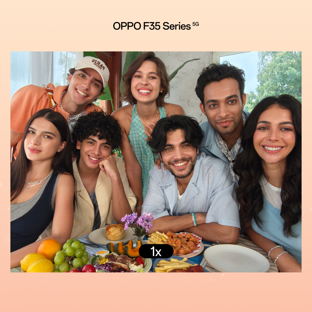 OPPOIndia's tweet photo. Meet the #OPPOF35Series 5G with a 50MP Ultra-Wide Natural Selfie Camera and 100° ultra-wide view.
Switch between 0.6x, 1x and 2x to frame it your way.
Know more & grab the OPPO F35 Series Privilege Pack for just ₹9 - https://t.co/tk0GxXo1eu
#GroupSelfieExpert #10YearsofFSeries https://t.co/YO3bkM6qrr
