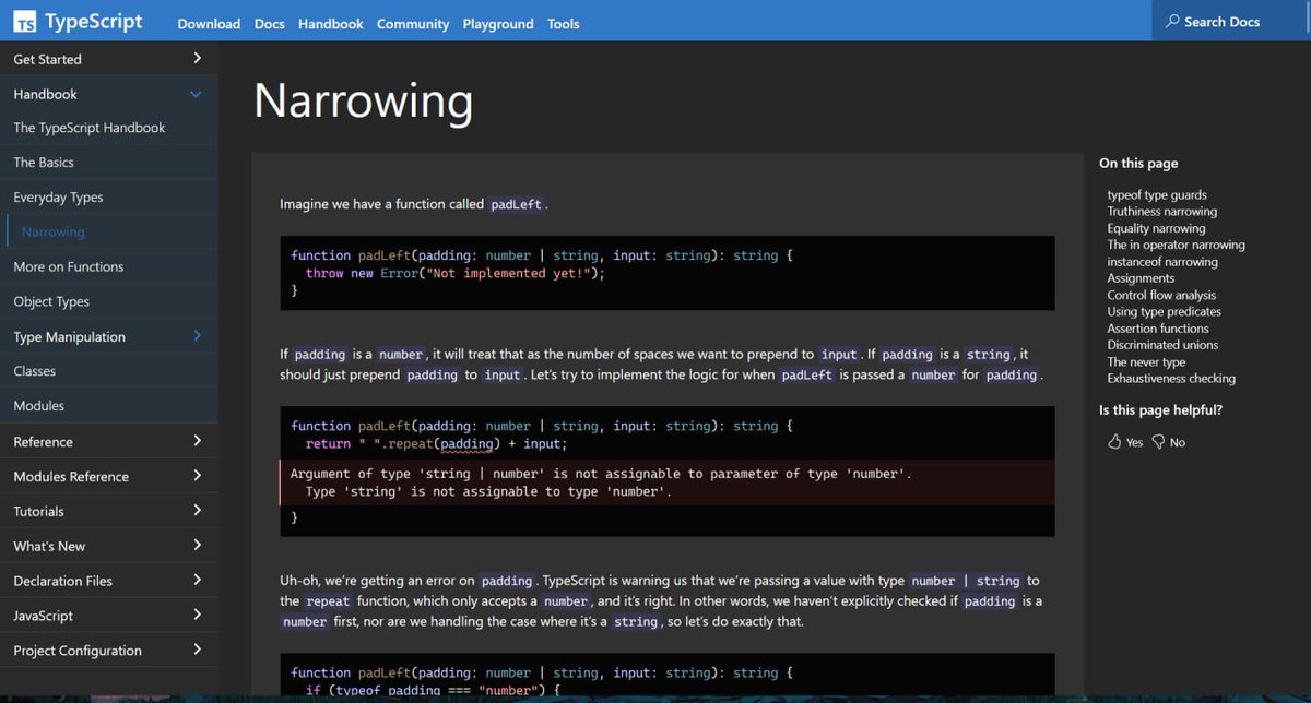 befedev's tweet photo. Day 2/100 of #100DaysOfCode

Today I learned how TypeScript narrows types using different checks.

I didn’t finish this topic yet, so will continue it tomorrow. https://t.co/rGiusWVGfw