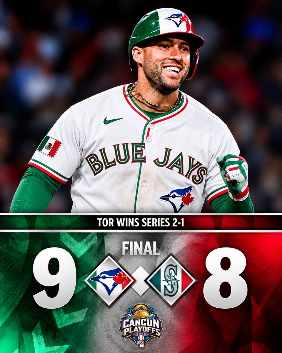 MLBONFAX's tweet photo. Toronto sends Seattle packing thanks to a Golden Taco home run from George Springer 🌮 https://t.co/yfafttp0mK
