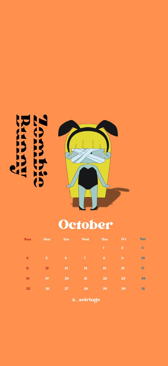 __aoiringo's tweet photo. 10月のカレンダー作成しました🎃
個人利用の範囲でご利用ください⋆⸜🧡⸝‍⋆

(ツリーに壁紙も置いておきます✊🏻 ̖́-)

#壁紙 #無料配布 #10月カレンダー
#ゆるいイラスト #ゆるかわ #イラスト #オリジナル #オリジナルガール #oc https://t.co/j9Y9hDK2om