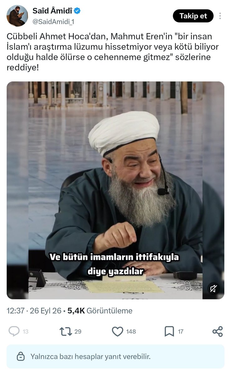 mahmutdorul's tweet photo. @SaidAmidi_1 Buna neden cevap hakkı vermiyorsun yoksa korkuyormusun ? Cübbelinin aynı konu hakkında videosunu yayınlayacağım hadi aç yorumu😂 https://t.co/lu3dK2TM7h