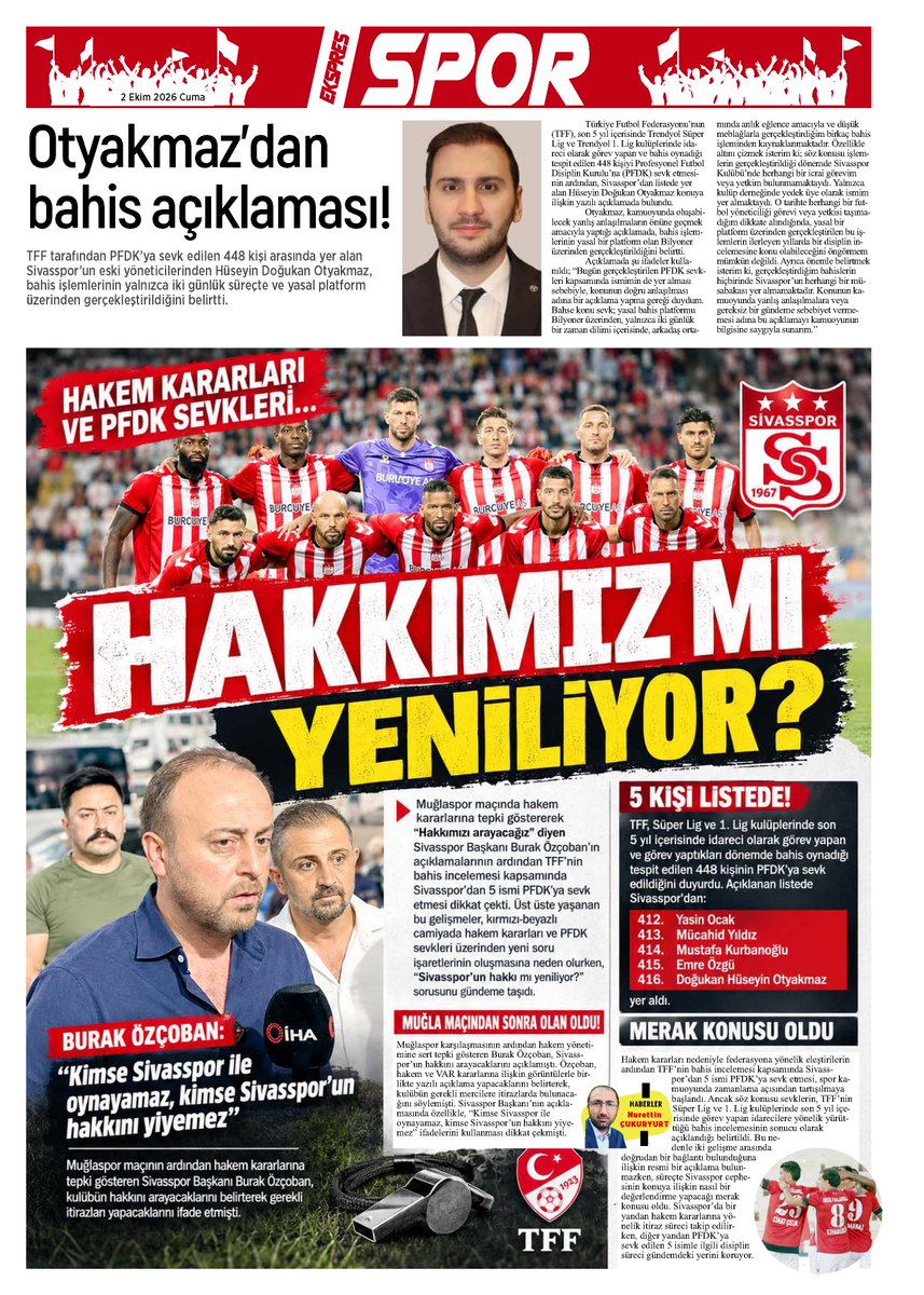 Sivasekspres's tweet photo. 2 Ekim tarihli gazetemiz

#sivas #haber #manset #gündem https://t.co/TzdtFZaN1X
