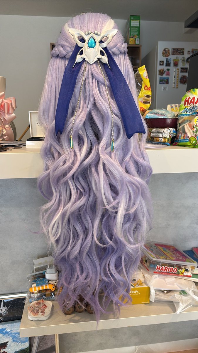 shodokx's tweet photo. ウィッグ途中〜！💜 もう少しで完成です✨
#コスプレ準備 #ゼンゼロ https://t.co/RWR84SMUvI