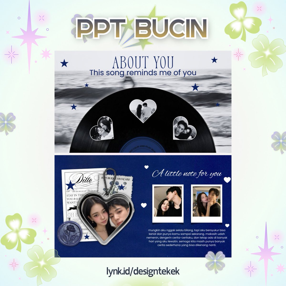 designtekek's tweet photo. ppt bucin boyfriend day
᪤ ˖ ׁ ☁️ #designtekek #template #canva #digitalproduct
Template ini merupakan template BERBAYAR, pembelian dilakukan melalui lynk. LINK DI BIO! https://t.co/uRwyNcZ6OJ