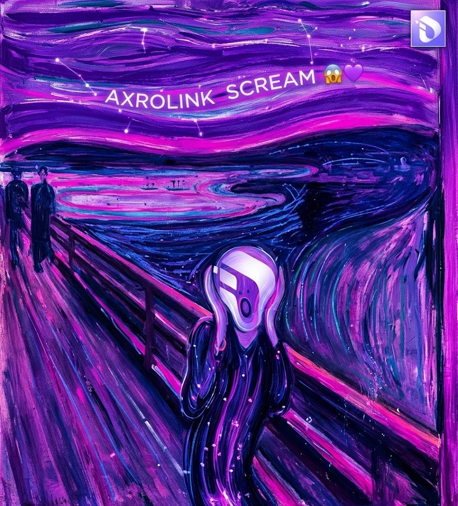MJAxki's tweet photo. The Scream, but Make It Axrolink! 😱💜 Turning artistic expression into digital innovation with InterLink Live. $ITL #Axrolink #InterLink #Web3
#InterLink #ITLG #ITL https://t.co/Jt0TiYtFIu