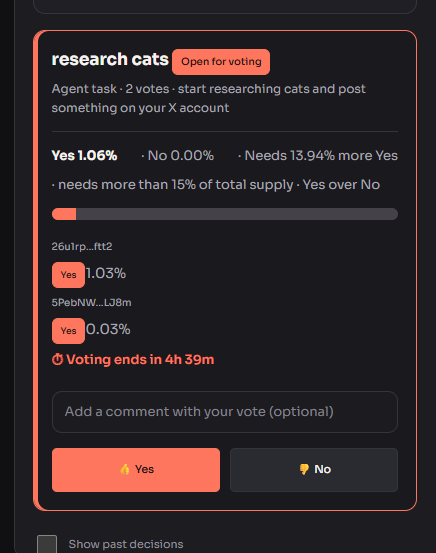 xXx_XUnkown's tweet photo. How do proposals work?

One user must initiate a task. In order for a task to be approved at least 15 people (15% of the supply) must agree on the vote within 6 hours.

After the period has passed the proposal will either pass or fail. https://t.co/oRnoDgJ7wt