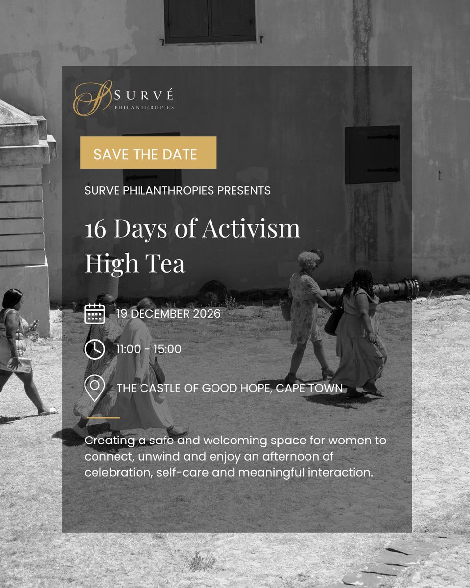 SurvePhil's tweet photo. On International Day of Non-Violence, we recognise the power of peaceful action, dialogue and collective voices to create change.

Save the date for our 16 Days of Activism High Tea on 19 Dec 2026 at the Castle of Good Hope. 

📸: Armand Hough

#nonviolence #humanrights https://t.co/St6jtdDBC7