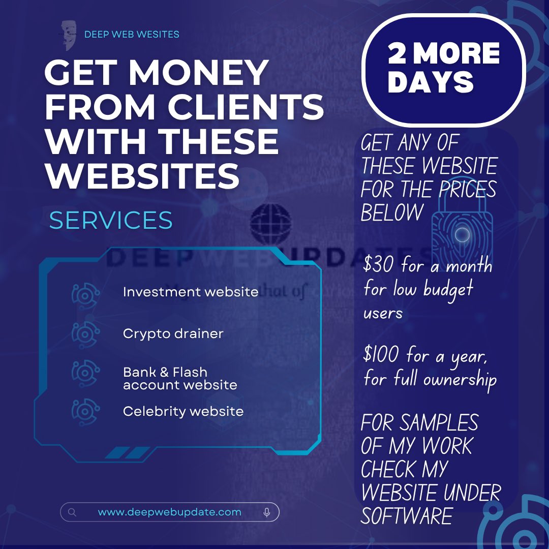 Deepwebdotcom's tweet photo. Stop scrolling. If you need a website to get funds from your client, this is the only message you need to read today.

🔥 The Full Access Deal (1 Year)

You can build ANY website from the link below.

[https://t.co/3L9GzOt60y]

2 MORE DAYS https://t.co/cM8EAkf8eP
