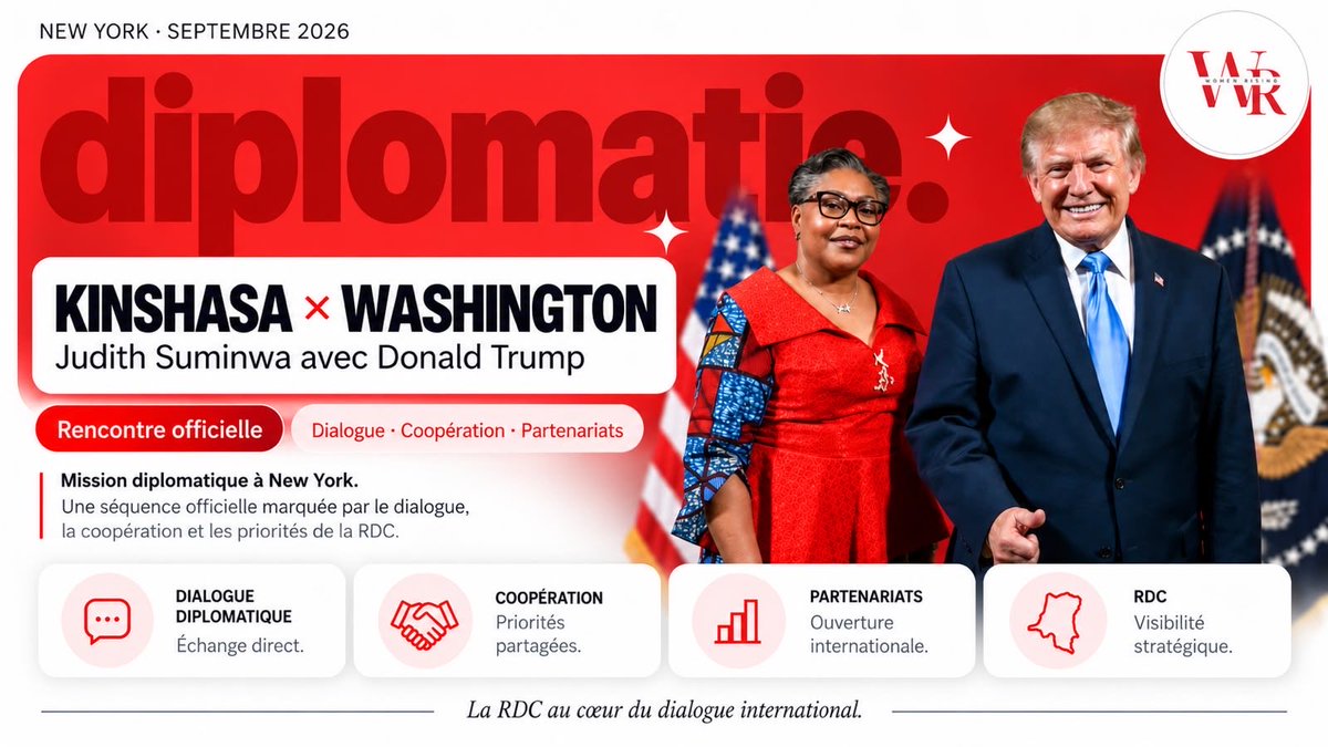 WomenRisingAfri's tweet photo. 👩🏾‍💼🇨🇩 Le leadership féminin congolais sur la scène internationale. 🌍✨

À New York, dialogue, coopération et partenariats au cœur de la diplomatie. 🤝

@PrimatureRDC @UN_Women @UN @WhiteHouse @SuminwaJudith @TulukaIsiah 

#WomenRising #RDC #Diplomatie https://t.co/mAwXTiv6A0