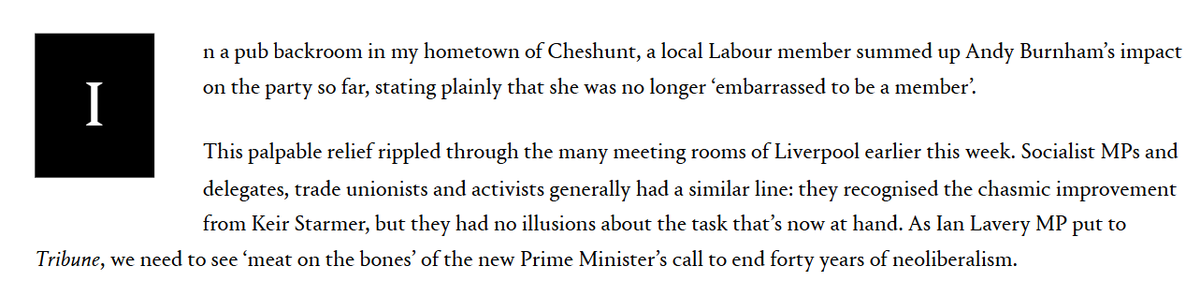 SeanWatersCllr's tweet photo. I reported on Labour Party Conference for @tribunemagazine.

Burnham is the most left-speaking Prime Minister in a generation - the Labour left has to be in the fight to make those words a reality.

Article below👇👇👇 https://t.co/tdX9m7MHKy