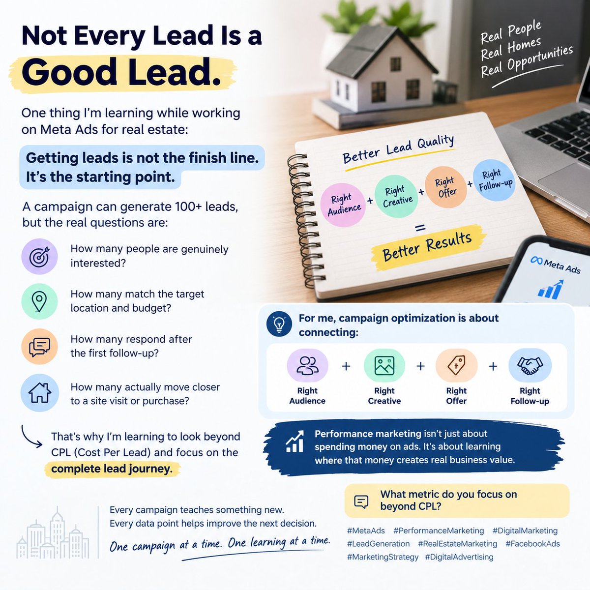 karan_jadon1's tweet photo. 🚀 Not every lead is a good lead.
In Meta Ads, the goal isn’t just more leads—it’s better-quality leads.
🎯 Right Audience
🎨 Right Creative
💡 Right Offer
🤝 Right Follow-up
Better strategy = Better opportunities.
#MetaAds #DigitalMarketing #LeadGeneration #PerformanceMarketing https://t.co/4HIfPRx25D