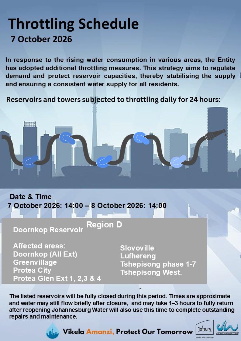 Official Johannesburg Water notice