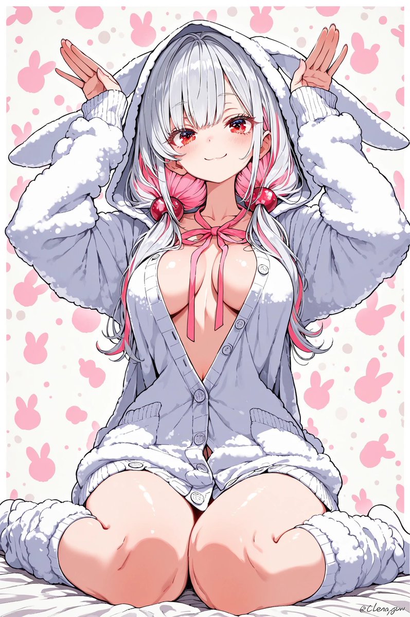 miya1188767's tweet photo. 【衣装プロンプト公開: ましゅまろラビット、くろねこショコラ】
裸カーディガンで衣装作れないか考えた結果できた衣装！
もこもこの白うさぎと黒猫のフード付きカーディガン！
プロンプトはリプに https://t.co/kNUxVockE9