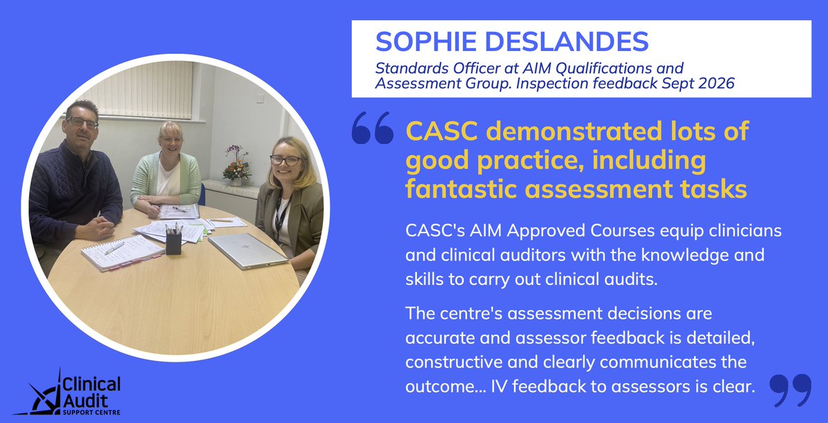 cascleicester's tweet photo. Nobody likes to be inspected, but it is great to see that our courses are meeting the expectations of the external Standards Officer and hold up under scrutiny. If you or your staff come on a CASC course they can gain a proper qualification #clinicalaudit #PSIRF #AAR #RCA #QI https://t.co/wOGVe7g1iU